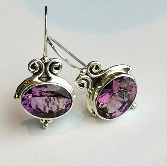 Stunning sterling silver Amethyst drop earrings - Picture 2 of 7